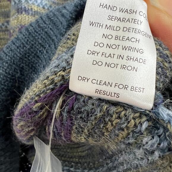 Novica Sweater Large Men's 100% Alpaca Peruvian Crew Neck Blue Multicolor - Picture 8 of 10